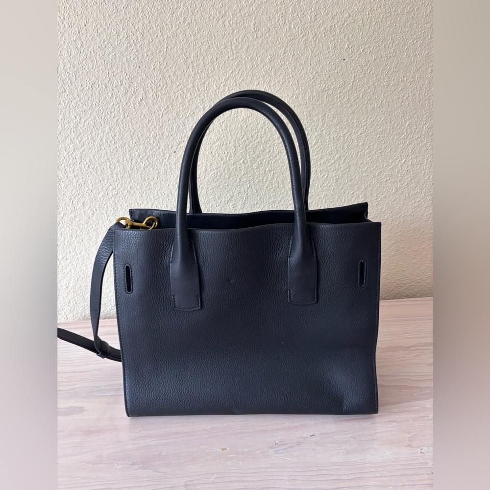 Tory Burch Gemini Link Black Tote Shoulder Bag Buckle is missing - Picture 3 of 9
